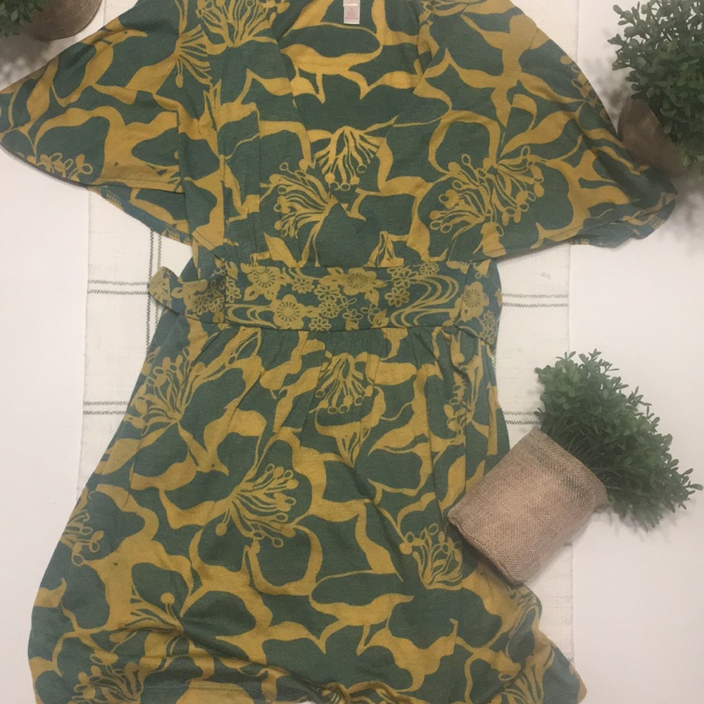 Mustard Yellow and Olive Green Blouse
